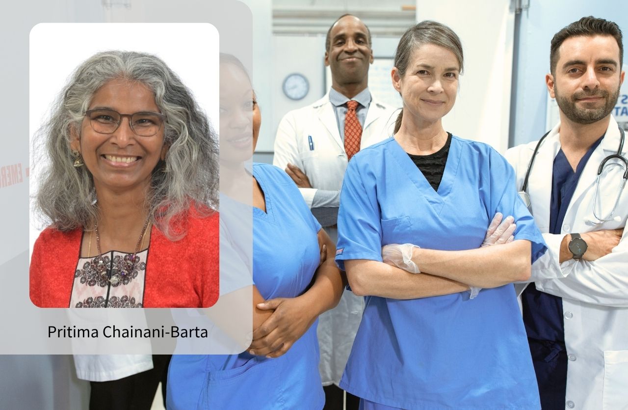 Portrait of a Woman and Care Workers in the background