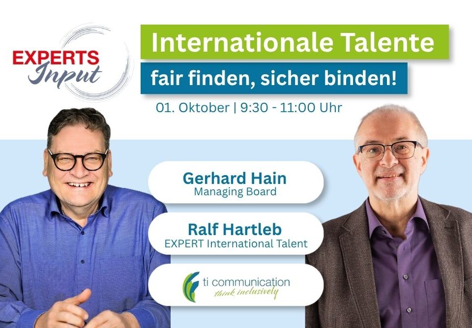 banner, zwei Männer stellen sich als Experten für das Event vor