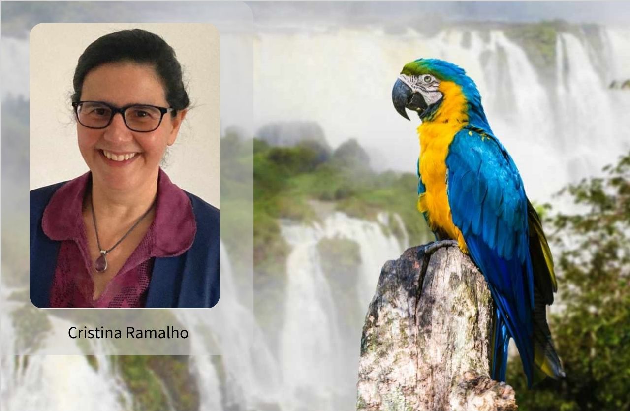 Cristina Ramalho and a parrot