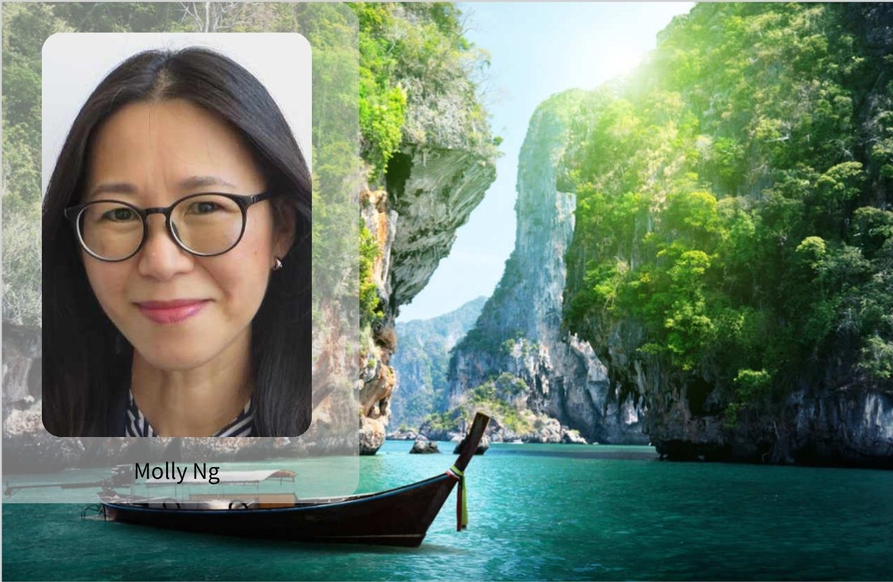 Molly Ng and asian landscape with wather and mountains